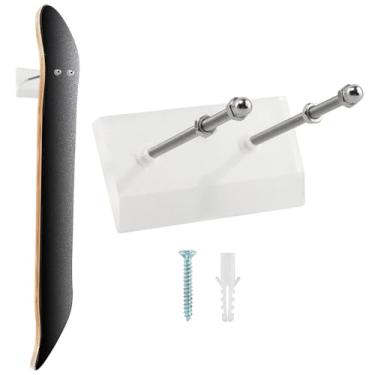 Imagem de SYCOOVEN Suporte de parede para exibição de deck de skate, suporte de acrílico para skate com parafusos e parafusos, suporte de parede para armazenamento de skates (estilo: 1 peça)