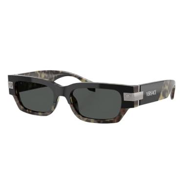 Imagem de Versace Óculos de sol masculino armação preta, lentes cinza escuro, 53 mm, Havana, 53-18-145