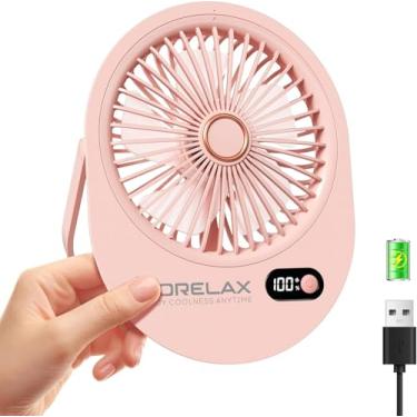 Imagem de Ventilador de mesa USB, ventilador de mesa recarregável com motor sem escovas, vento forte, ultra silencioso, pequeno ventilador pessoal com inclinação de 180° dobrável e 6 velocidades ajustáveis