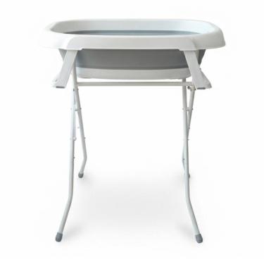 Imagem de Banheira de Bebê Dobrável Portátil até 35 Litros com Suporte e Almofada de Banho Cinza - Mollie Baby