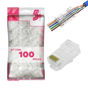 Imagem de TERMINAL DE REDE CONECTOR RJ45 P/CABO LAN 8x8 CAT6 5+ C/100un