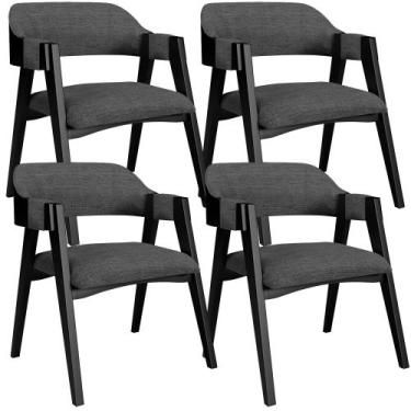 Imagem de Kit 4 Cadeiras Sala de Jantar Estar Living Estofada Suran L02 Preto Li