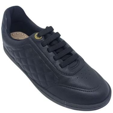 Imagem de Tênis Modare Feminino Casual com Detalhe Quadriculado, Preto, 38