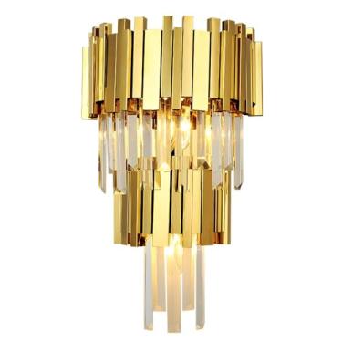 Imagem de Arandela de cristal moderna, arandelas douradas, luminária de parede de cristal de luxo para ambientes internos, luminária de parede para sala de estar, quarto, banheiro, cabeceira, corredor