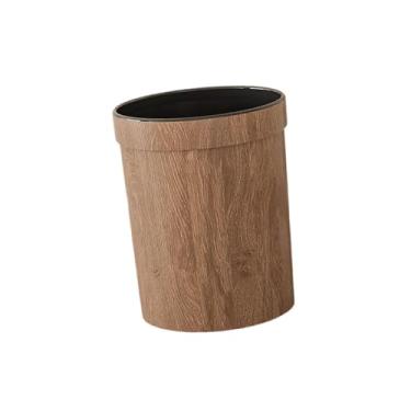 Imagem de predolo Lixeira decorativa elegante com imitação de madeira para cozinha, recipiente de lixo para estudo, banheiro e quarto, L without Lid