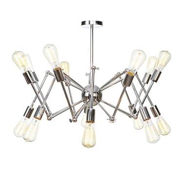 Imagem de Lustre de vento industrial estilo vintage, luzes E27, lustre Sputnik para piso inclinado, teto, quarto, sala de estar, sala de jantar, cozinha, iluminação cromada