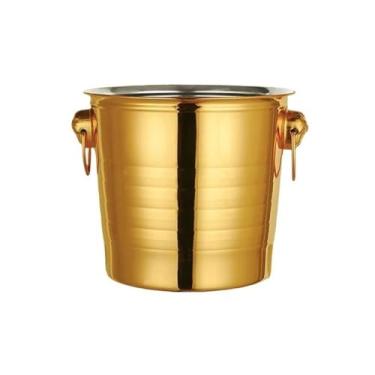 Imagem de baldes de gelo Balde de gelo aço inoxidável espessado, bar, champanhe, cerveja gelada, vinho, balde refrigerado para cubos(Gold,Pequeno)