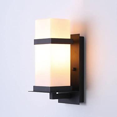 Imagem de Luminária de parede externa para varanda, luminária de parede de metal preto, vidro fosco, luminária de parede à prova d'água IP65, lanternas de jardim para iluminação de entrada e pátio (co