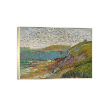 Imagem de Impressão em tela famosa pintura - imagem de arte de parede de paisagem - Ilha - Pôster de moldura prata para decoração de casa 70 x 100 cm 27 x 39 pol