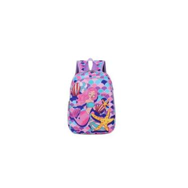 Imagem de Mochila impermeável Mermaid Kindergarten Girls Roxa Nylon - Lightbek O