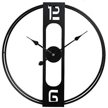 Imagem de Relógio de parede de metal estilo industrial, relógio de parede vintage de ferro forjado, numerais 3D grandes, fácil de ler, para casa, loft, sala de estar, cozinha, sala de jantar - relógio de