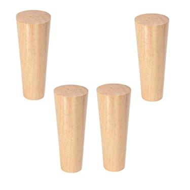 Imagem de Conjunto de 4 pernas de móveis de madeira, pernas de sofá de substituição, pés de armário, pernas cônicas de mesa de café, pernas de mesa, para otomano, banco, cômoda, com placa de montagem e