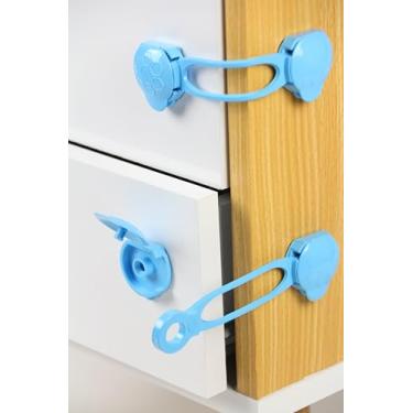 Imagem de Kit 6 Travas Bebê Gaveta Porta com Adesivo 3M (Azul)