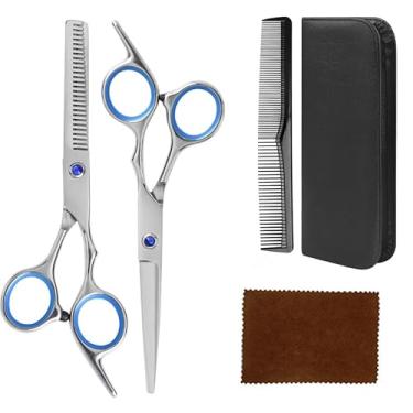 Imagem de Kit Barbeiro, Kit 2 Tesouras Inoxidavel Cabelo Cabeleireiro Profissional Premium, Adequado para Cortes de Cabelo Diários