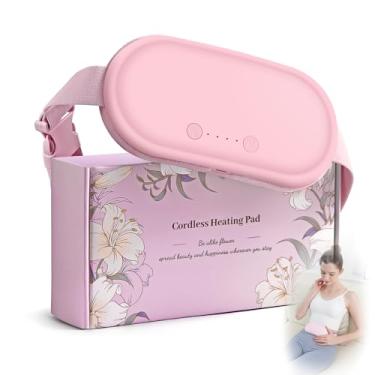 Imagem de PVOGRT Almofada de aquecimento elétrica portátil para cólicas menstruais, almofadas de aquecimento menstrual recarregáveis com 4 níveis de calor e 4 modos vibratórios para mulheres, alívio da dor de