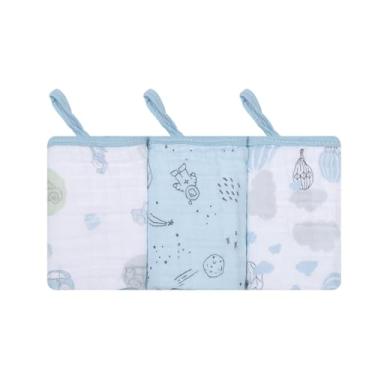 Imagem de Paninho De Boca Papi Soft Com Prendedor De Chupeta Estampado 40Cmx 40Cm, 3 uns, Corrida de Carros, Azul