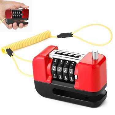 Imagem de Trava de Disco Freio Antifurto Senha 4 digitos Moto Motocicleta Antifurto Bicicleta Cadeado Segurança Proteçao Resistente