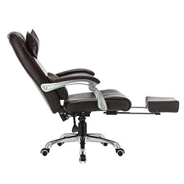 Imagem de UISLA Mesa de jogos de couro PU com encosto alto para computador com apoio para os pés, mesa de computador ergonômica ajustável em altura com encosto de cabeça e suporte lombar