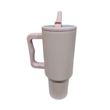 Imagem de Copo Térmico 1200ml com Tampa e Canudo Inox Garrafa Térmica Fria e Quente de Aço Inox(Rosa bebe modelo novo)