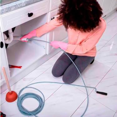 Imagem de Cabo Desentupidor Manual Para Ralos Pias Vasos Com 3 Metros Para Ralos Canos Pia Cozinha e Banheiro Solução Prática para Tubulação com Mola Inoxidável Ideal para Casa e Coletor de Cabelo Multiuso