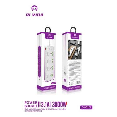 Imagem de Filtros De Linha Regua Extensão Bivolt 3 Tomadas 3 Usb 3000w - OIVIDA