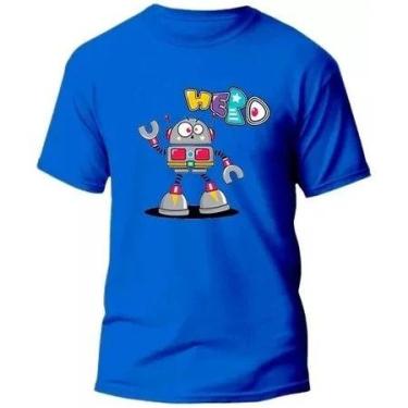 Imagem de Camisa Infantil Camiseta Robô Juvenil Algodão Desenho Roupa - Loja Din