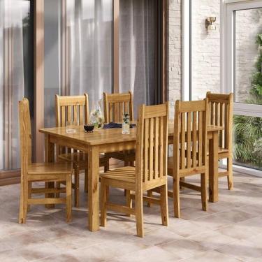 Imagem de Conjunto Sala de Jantar Mesa 160cm Retangular e 6 Cadeiras 100% Madeir