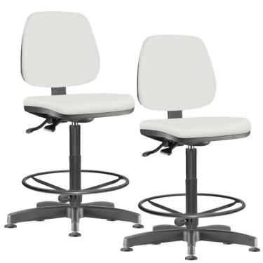 Imagem de Kit 02 Cadeiras Caixa Alta Giratória Job L02 Couro Sintético Branco - Lyam Decor