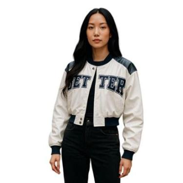 Imagem de Jaqueta Feminina Couro Fake Curta Modelo College Better-Feminino