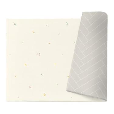Imagem de Tapete de Atividades Dupla Face Infantil Parklon PVC Premium Minimal Fruits & Herringbone Beige 190cm x 130cm x 1,2cm