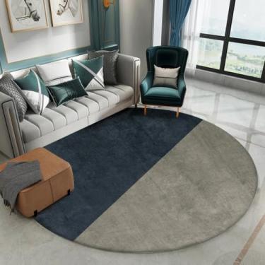 Imagem de Tapetes redondos de pelo curto para decoração de sala de estar Tapetes para decoração de quarto Tapete espesso (200x200cm/E-72)
