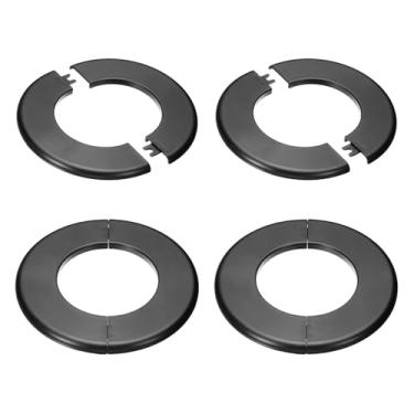 Imagem de PATIKIL Flange de parede 140 mm / 5,5" OD, 4 peças de cobertura de placa de escudo redondo PPR placas de cobertura de encanamento com fita autoadesiva para torneira de tubo de água de 78 mm / 3,1" de