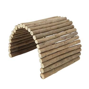 Imagem de AYNEFY Ponte de Hamster de Madeira, Esconderijo de Madeira Flexível para Animais de Estimação Pequenos, Túnel Multiuso e Brinquedo de Mastigar para Coelho de Cobaia Gerbil (15 * 40CM)