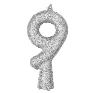 Imagem de Vela Puro Glitter Prata N 9 - Embalagem com 1 unidade.