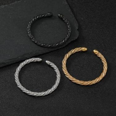 Imagem de Pulseira feminina banhada a ouro/preto/prata 18K - Pulseira delicada com design de cabo, pulseira hipoalergênica personalizada, não mancha, joias modernas para presentes de aniversário de Natal, Fried