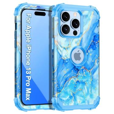 Imagem de Casetego Capa para iPhone 13 Pro Max, 3 camadas, resistente, à prova de choque, proteção total, policarbonato rígido + capa amortecedora de TPU macio para Apple iPhone 13 Pro Max de 6,7 polegadas