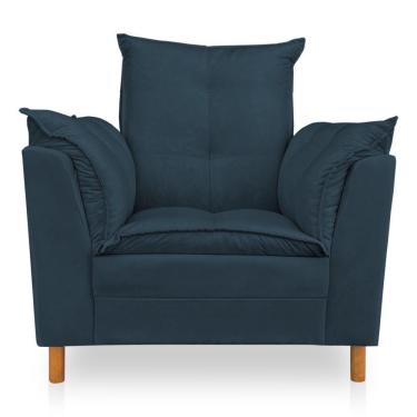 Imagem de Kit Poltrona Amamentação Sara E Puff Suede Azul Marinho Sky Mobile