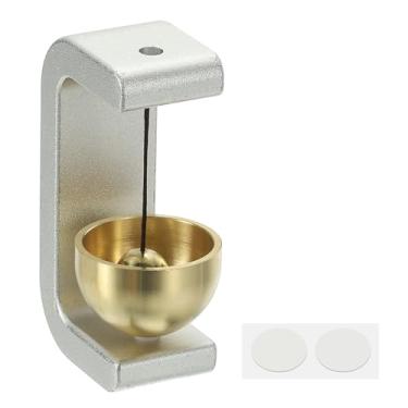 Imagem de PATIKIL 1 conjunto de sino de lojista, campainha de metal para pendurar campainha de porta autoadesiva para abrir porta negócios ao entrar no carro da geladeira, em forma de C, prata