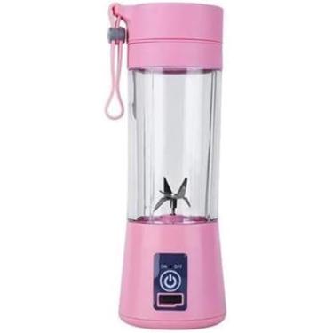 Imagem de Mini Liquidificador Garrafa Portátil Mixer Juice Para Shake USB Recarregável 6 Lâminas Cup Coqueteleira Eletrica Sem Fio Frutas Whey Suco Academia Premium Marca LC Pagotti (ROSA)