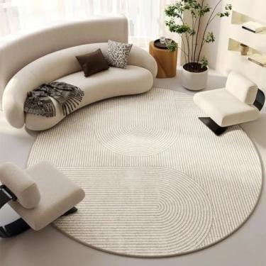 Imagem de Tapete redondo para sala de estar, tapete grande para decoração de quarto, tapete de chão, decoração para casa, lavável à água, antiderrapante (Consulta personalizada/HCD3160-YD)