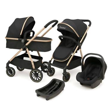 Imagem de Carrinho 3 Em 1 Move Preto Golden + Bebe Conforto E Base - Passear Baby