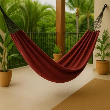 Imagem de Rede de Dormir Casal Algodão Reforçada P/Descanso Em Varanda Quarto(Rede Jeans Preta) (Jeans Vermelha)