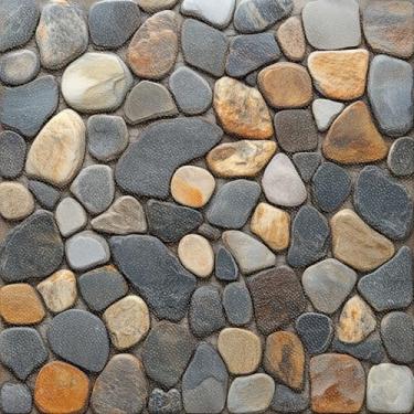 Imagem de HOMETITUTE 10 peças 30 x 30 cm realistas River Rock Look Peel and Stick Adesivos de piso de vinil autoadesivos removíveis para entrada, varanda, banheiro, decoração rústica
