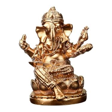 Imagem de Generic Estátua do Senhor Ganesha, escultura religiosa de Buda, peça decorativa colecionável, ornamento, estatueta de Ganesha para painel de carro ou estante, Dourado 4.7x4.2x6cm