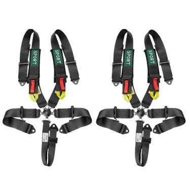 Imagem de BESTZHEYU Conjunto de arnês de segurança de corrida preto de 5 pontos com ombreiras ultraconfortáveis e resistentes, conjunto de arnês de segurança universal de poliéster adequado para carros esportivos, carros de corrida, carro