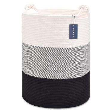 Imagem de Cesto de roupa suja COMSE Cesta de armazenamento de corda de algodão 4