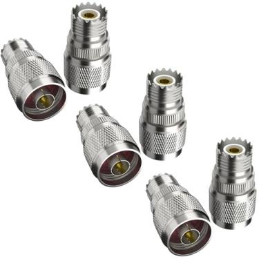 Imagem de Kokorasa Pacote com 2 plugues macho tipo N para SO-239 UHF fêmea, N macho para fêmea UHF Adaptador coaxial RF para cabo coaxial RF pacote de conectores (2)