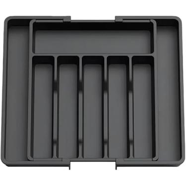 Imagem de Porta Talheres Extensível Preto para Gaveta – Organização Inteligente e Sofisticada da Sua Cozinha | Encaixe Perfeito e Design Moderno