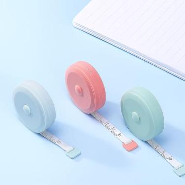 Imagem de Fita métrica de corpo 3 peças, fita métrica retrátil de 152 cm, régua de costura de tecido macio para medição corporal, tecido de perda de peso, artesanato de tricô (verde, rosa, azul)