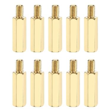 Imagem de PATIKIL 10 parafusos espaçadores de rosca macho para fêmea M4 x 20 mm + 6 mm de latão sextavado PCB porca espaçadora de placa mãe para drone quadricóptero computador projetos eletrônicos placa de